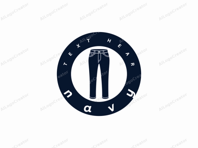 Dieses Bild zeigt eine dunkelblaue Jeans vor einem einfachen weißen Hintergrund. Die Jeans wird in einem minimalistischen, sauberen Vektorstil dargestellt, ohne Hintergrunddetails oder zusätzliche Objekte, wobei der Fokus ausschließlich auf dem Kleidungsstück liegt. Das Design verwendet einfache, klare Linien und eine einheitliche