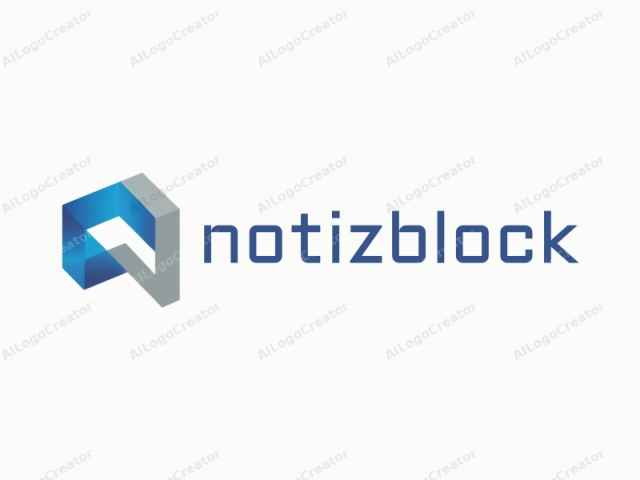 This logo is a stylized, three-dimensional, geometric design composed of intersecting planes, creating the illusion of a cube or prism. The image features a gradient color scheme transitioning from a cool blue to a metallic silver, giving it a sleek and