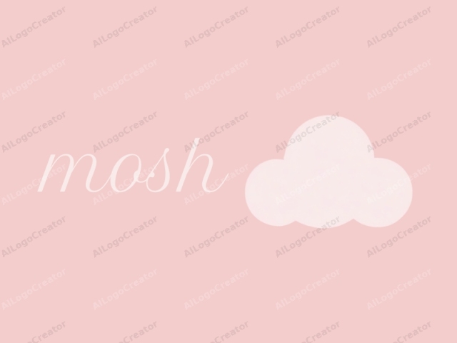 This is a minimalist logo image featuring a simple, stylized cloud against a solid pink background. The cloud is centrally positioned and occupies most of the image area. It is smooth in texture and has a soft, rounded shape. The cloud's outline