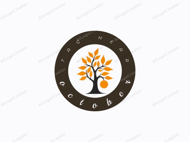 The logo depicts a stylized tree with a minimalistic design. The tree is centered and occupies the majority of the image. Its trunk is solid black, while its branches and leaves are depicted in vivid orange hues. The leaves are oval-shaped and