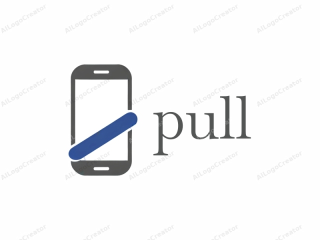 This image is a minimalist, flat-design logo depicting a smartphone screen with a diagonal blue band across it, suggesting a status or condition. The phone screen is represented in a simple, stylized manner with sharp lines and solid color fills. It is