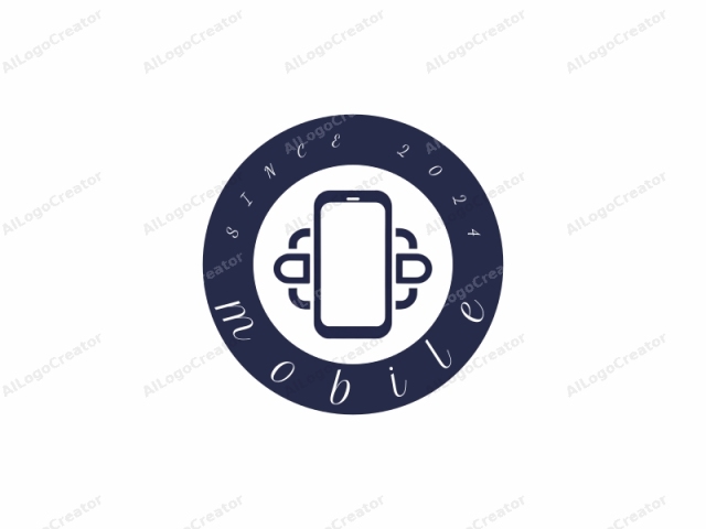 The logo is a simplified, black and white, vector graphic illustration of a smartphone. The smartphone is represented in a minimalist style, with clean lines and smooth edges. It is depicted front-facing, centered in the composition, with its screen showing a