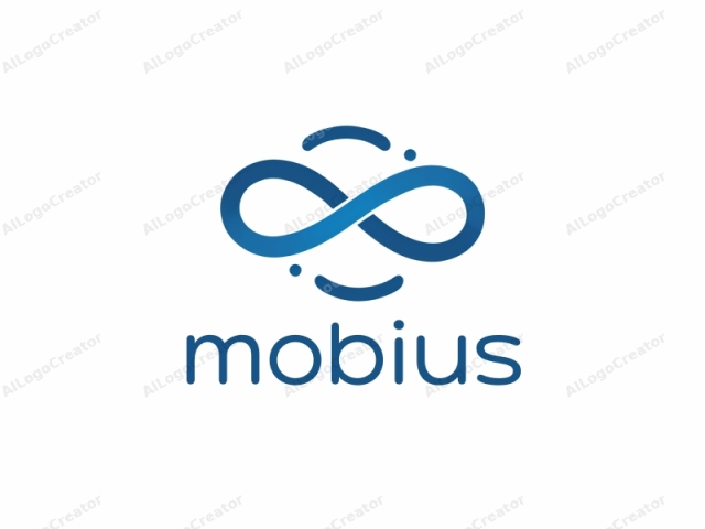 a stylized infinity symbol. The infinity symbol is prominently centered against a stark white background. The symbol itself is rendered in a smooth, gradient blue hue, transitioning from a light blue at the top to a darker blue at the bottom. The design