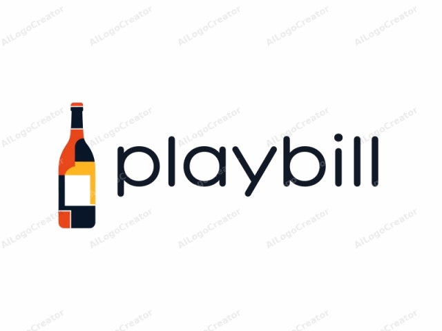 This is a stylized logo of a wine bottle, depicted in a minimalist geometric design. The bottle is positioned centrally against a clean, white background. The design uses a limited color palette with the bottle featuring a base color in dark blue. The