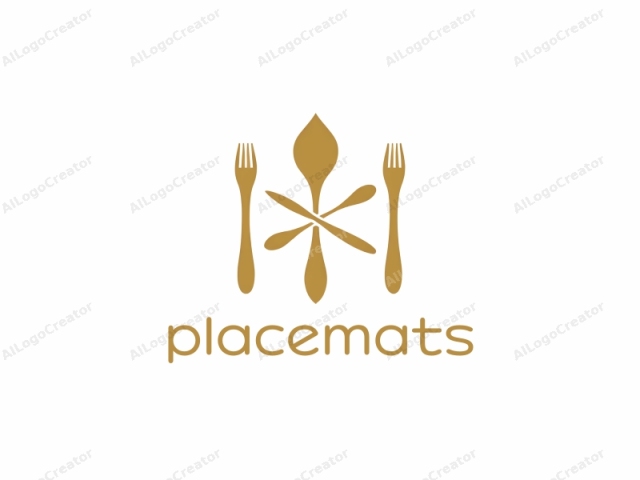 This is a minimalist logo featuring a stylized, gold-colored depiction of cutlery. The image is clean and straightforward, focusing on the shapes and design of the utensils. In the center, there are four cutlery pieces arranged in