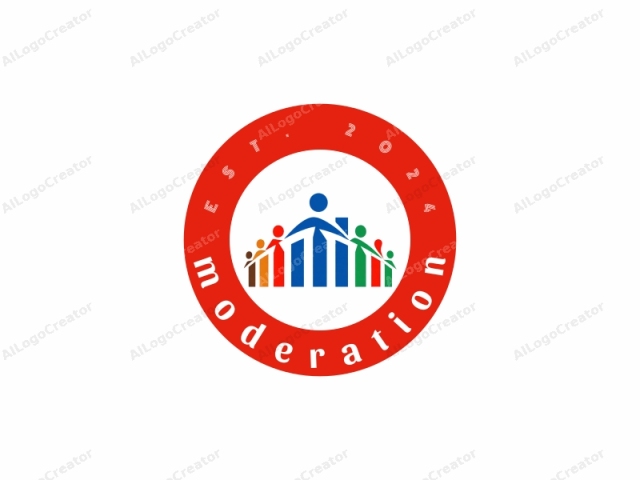 depicting a stylized graphic with a modern, abstract design. The logo consists of a group of seven human figures in a semi-circle formation, facing forward, arranged horizontally from left to right. Each figure is represented as a simple, minimalist silhouette with