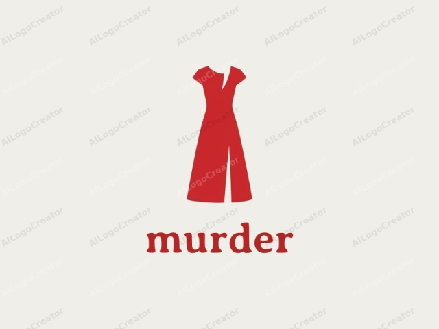 a red dress. The logo features a minimalist design, using a simple, geometric silhouette of a short, sleeveless dress with a high slit running down the right side. The dress is depicted in bold, solid red against a plain off-white background