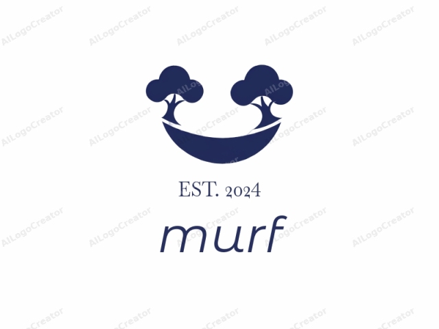 The logo is a stylized, minimalist design featuring two trees and a curved bridge or path. The image is created using a dark blue, solid color with no gradients or shading, giving it a clean, modern appearance. Both trees are simplified with