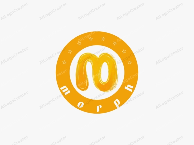 Este es un logo digital que presenta una representación estilizada y abstracta de la letra "m" en un tono amarillo brillante. La forma está dibujada de manera suelta con un trazo similar a un pincel, dándole una sensación orgánica y hecha a mano. Los bordes son algo