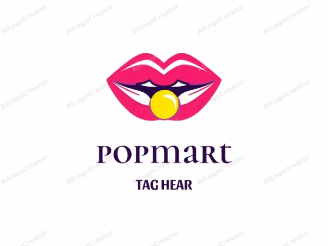 featuring a stylized pair of lips. The lips are depicted in bright magenta, a vivid and eye-catching color that stands out against the white background. The lips are simplified, with smooth, rounded edges, and no detailed features such as wrinkles