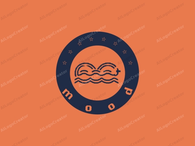 a stylized wave with a simple design. The logo is created using a monochromatic, pixelated aesthetic. It features a single, blue wave line against a solid orange background. The wave line is composed of thick, black, square pixels