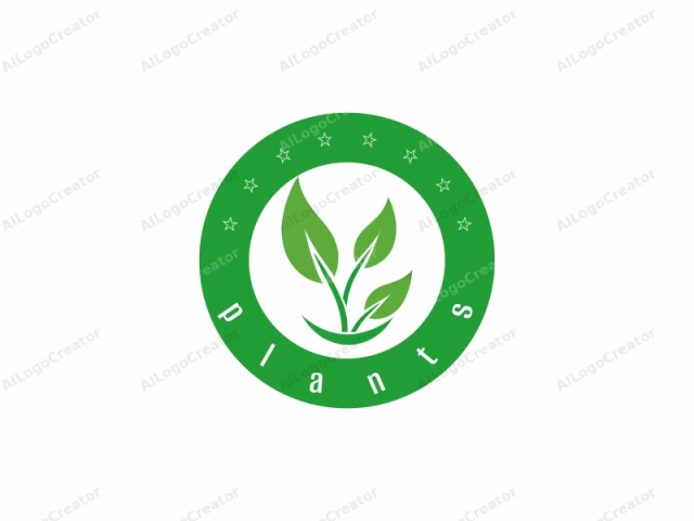 This is a minimalist, flat design logo featuring a stylized green plant with three leaves. The leaves are arranged symmetrically around a central stem. The plant is depicted using simple, clean lines and vibrant green colors, giving it a modern, digital