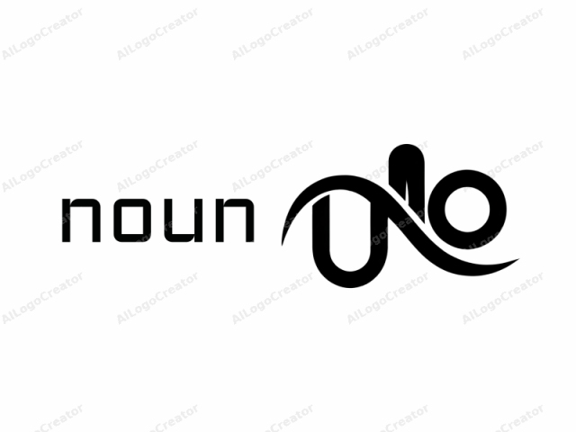 This black and white digital logo design is minimalist yet visually striking. It features a sleek, modern, and fluid aesthetic, characterized by smooth curves and clean lines. The logo consists of a bold, uppercase "U" and "O" intertwined in