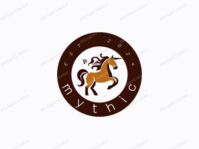 This logo features a stylized unicorn, depicted in a modern, minimalist design with a white background. The unicorn stands on its hind legs, giving it an energetic and majestic pose. Its body is primarily orange, with dark brown accents for the mane