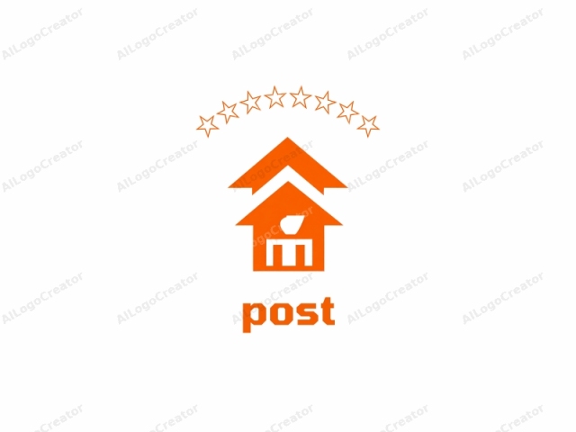 Este es un diseño de logo simple, limpio y minimalista. El tema principal es un ícono de casa estilizado, representado en un color naranja sólido y audaz sobre un fondo blanco liso. La silueta de la casa tiene una forma moderna y geométrica, con líneas rectas y