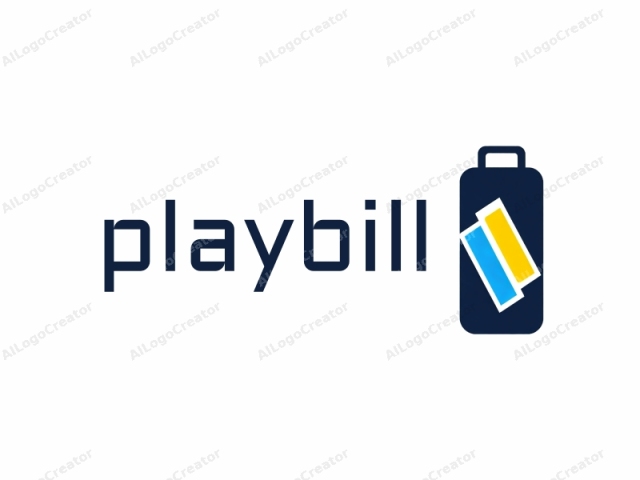The image is a minimalist graphic design of a cylindrical object resembling a suitcase. The main feature of the suitcase is its prominent blue color, which dominates the overall appearance. The top of the suitcase has a small, circular handle in the center, providing