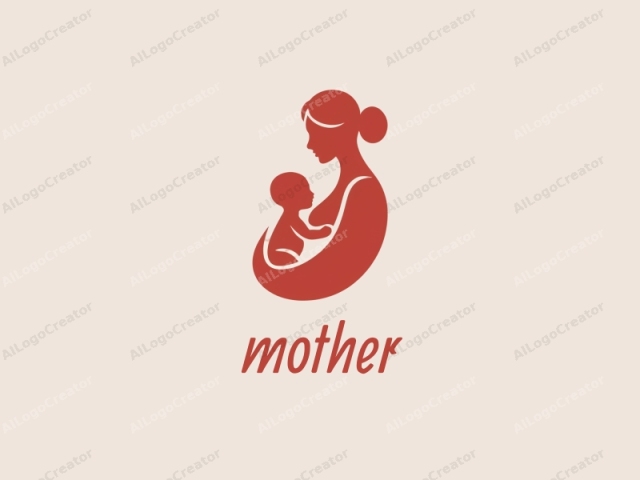 Das Logo ist eine einfache, stilisierte Illustration einer Mutter und eines Babys, die in einem minimalistischen, flachen Design ausgeführt ist. Das Bild besteht aus zwei festen, roten Formen: einer größeren, gebogenen Figur, die die Mutter darstellt, und einer kleineren, runderen Form, die das Baby darstellt