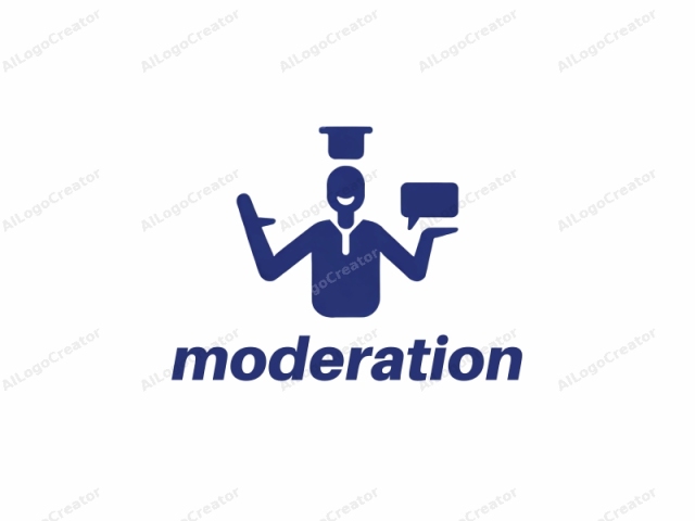 which features a simplified, minimalist design. This logo image is a monochromatic blue silhouette against a plain white background. It depicts a stylized human figure in a professional or teaching role. The figure's face is represented by a simple, broad