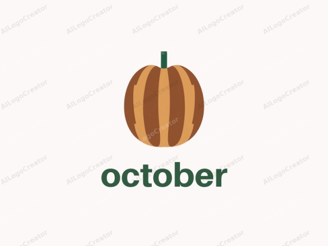 The image is a minimalist, digital drawing of a pumpkin. It features a simple, flat design with clean, bold lines and solid colors. The pumpkin is depicted as a round, symmetrical shape with vertical stripes in alternating tones of dark brown and