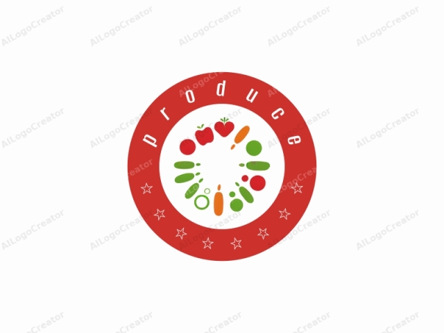 The logo is a clean, minimalist design featuring a circular pattern composed of various food-related shapes. At the center, the image is white, giving it a blank and inviting appearance. Around this white circle, a vibrant array of colors and shapes creates