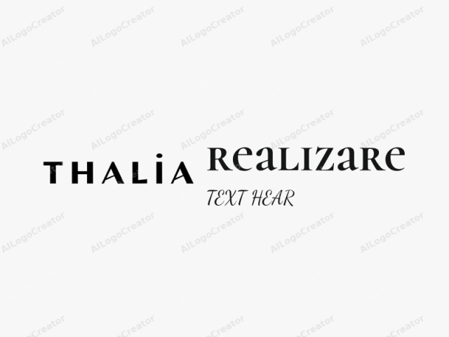 ロゴは、大文字で太字のサンセリフフォントで「THALIA」という単語を特徴としています。各文字は同じ黒色で、クリーンでシンプルな白い背景に対して強いコントラストを作り出しています。文字は均等に間隔が空けられ、水平に整列しています。