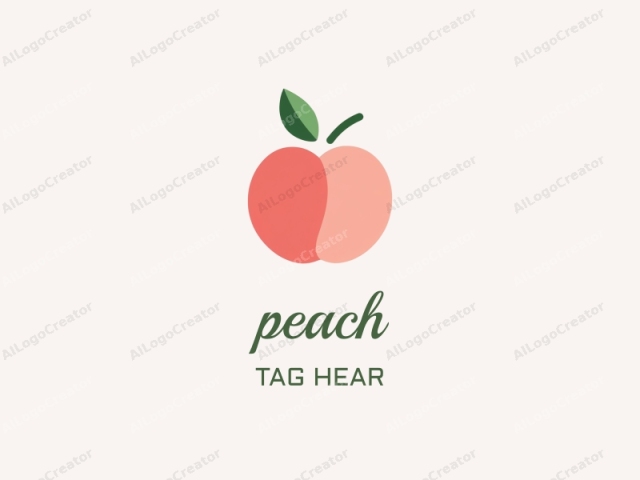 This is a minimalist, vector-style logo featuring a stylized, cartoonish illustration of a peach. The peach is depicted in a simple, two-tone color scheme, with the left side in a light peach color and the right side in a darker