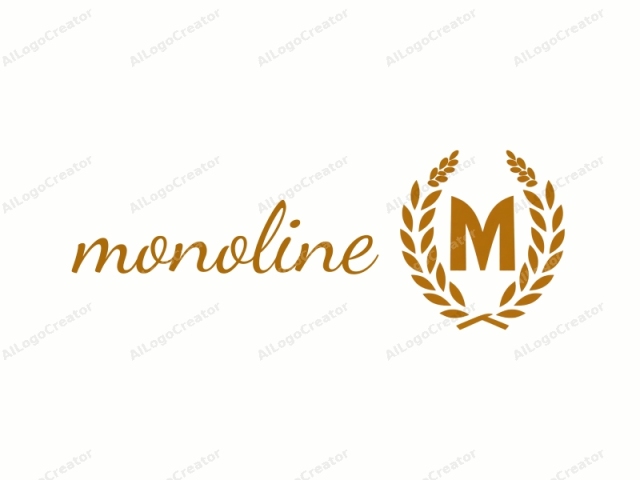 ซึ่งแสดงถึงพวงหรีดที่ออกแบบอย่างมีสไตล์อยู่รอบตัวอักษรตัวใหญ่ "M" ที่โดดเด่นและเป็นตัวพิมพ์ใหญ่ พวงหรีดถูกแสดงด้วยโทนสีน้ำตาลทองที่อบอุ่น ซึ่งเป็นสัญลักษณ์ของความมั่งคั่งและความหรูหรา ตัวอักษร "M" ถูกวางไว้อย่างโดดเด่นใน
