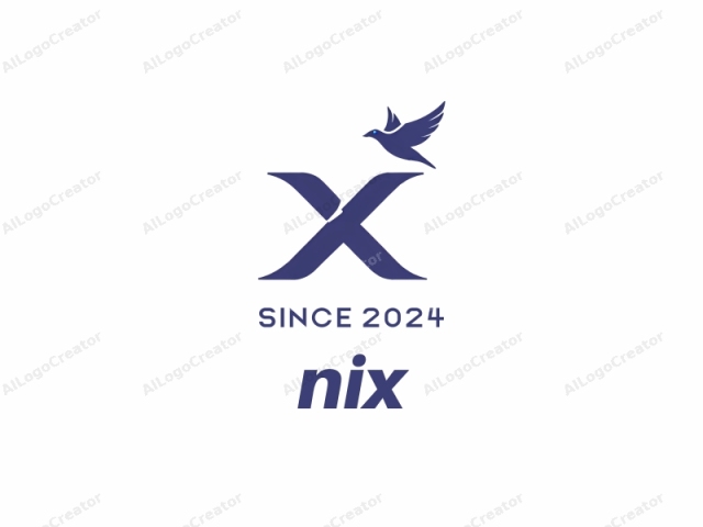 Este logo presenta un diseño minimalista. En el centro hay una letra mayúscula "X" grande, representada en un color azul marino profundo sobre un fondo blanco limpio. La "X" tiene una línea suave y ligeramente inclinada que se curva hacia el centro