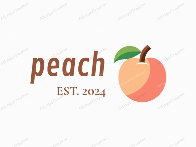 This is a simple, clean, and minimalistic digital logo design featuring a stylized peach. The peach is depicted with a smooth, oval shape, primarily in a soft peach-pink color, representing the fruit's skin. The logo features a