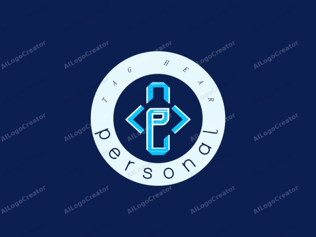 in the context of a machine learning model. This image is a digitally created logo with a minimalist and futuristic aesthetic. The logo is composed of three main elements: a large, blue, uppercase letter "P" at the center, surrounded by two smaller