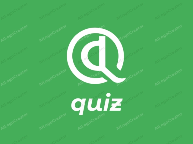 The image features a minimalist, geometric logo centered on a smooth, solid green background. The logo consists of a large, circular design with a thick, white border. Within the circle, there is a white letter "Q" in a bold,