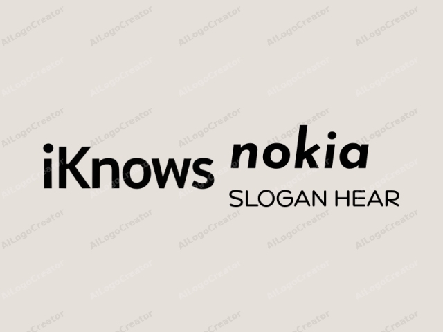นี่คือโลโก้แบบมินิมอลที่ใช้ข้อความ โดยมีคำว่า "iKNOws" ในแบบตัวหนา ฟอนต์ sans-serif สีดำบนพื้นหลังเบจอ่อนเรียบๆ ฟอนต์มีความสะอาดตาและทันสมัย ด้วยสไตล์เรขาคณิตที่เรียบง่ายและเข้าใจง่าย