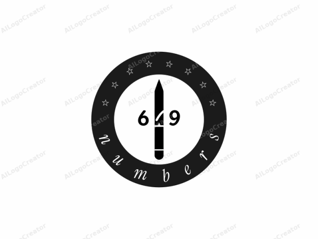 The logo features a simple, minimalist design in black and white. Centered against a clean, white background, the logo consists of a thick, black, vertical pencil with a conical tip pointing upward. The pencil is drawn with sharp, clean