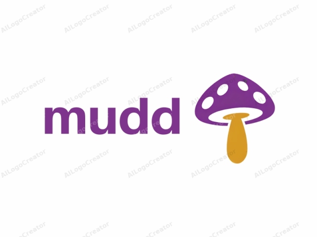 This is a digital illustration featuring a stylized mushroom. The mushroom has a prominent, broad cap in the top half that is colored purple, giving it a rich, vibrant appearance. The cap is rounded at the edges and contains four large, evenly