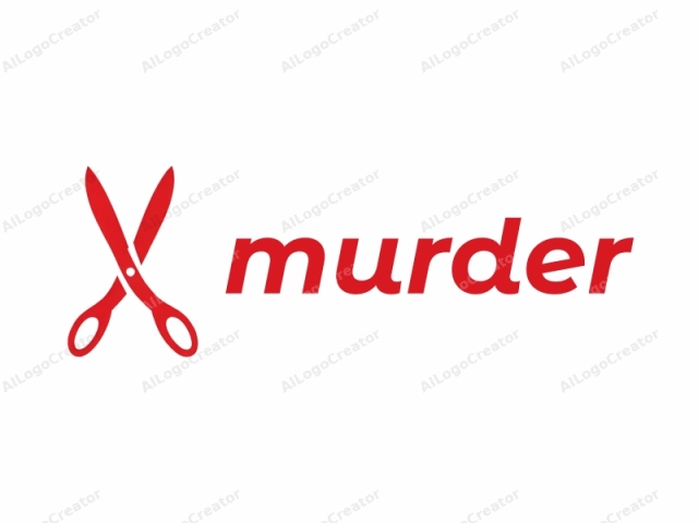 which features a simplistic and minimalist design. This image depicts a red pair of scissors, centered against a plain white background. The scissors are shown closed, with the blades overlapping each other in an "X" shape, indicating a stop or halt symbol