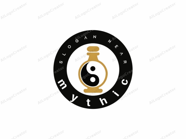 The image is a simple, clean logo consisting of a golden vase filled with a yin yang symbol, which is a traditional Chinese symbol representing balance and harmony. The vase is centrally positioned against a white background. The vase itself is rendered in a