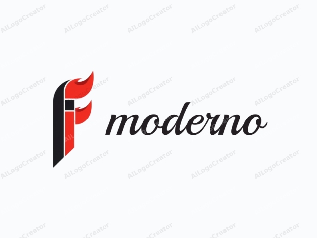 This is a minimalist logo design featuring the capital letter "F" in a bold, stylized form. The letter "F" is composed of sharp, angled lines in three distinct colors: black, red, and white. The black lines form