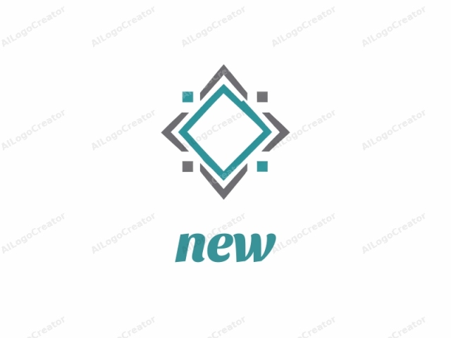 focusing on its visual style, composition, and intended audience. This logo image features a simple yet elegant design. It consists of a central diamond shape enclosed within a square outline. The diamond and square are both outlined in a teal turquoise color, creating