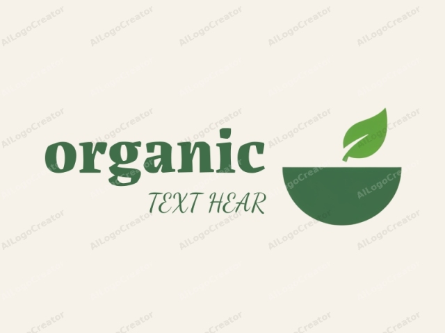 The logo features a minimalist, clean design with a light beige background. At its center is a stylized, circular shape with a deep green interior, symbolizing nature or health. Within this circle, a small green leaf, also stylized,