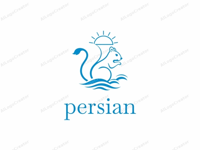 The logo is a simplistic, digital line drawing in a monochromatic blue color scheme against a plain white background. The central subject is a stylized squirrel, depicted facing right with an upright posture. The squirrel has a smooth, flowing tail cur