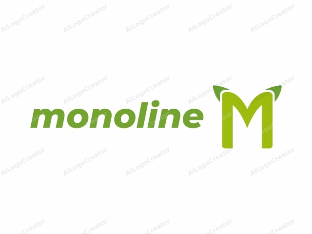 Esta imagen de logotipo es un diseño moderno y minimalista, que presenta una letra "M" verde y audaz centrada sobre un fondo blanco puro. La "M" está diseñada con líneas limpias y afiladas, y una superficie plana, sin sombras ni gradientes.