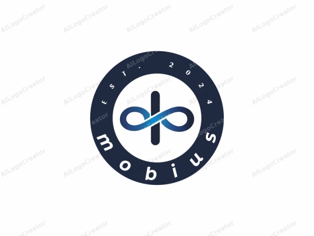 This is a digital logo featuring a minimalist design. The main element is a stylized infinity symbol, composed of two symmetrical, interconnected loops that are slightly flattened to form a "b". The loops are colored in a gradient of blue tones ranging
