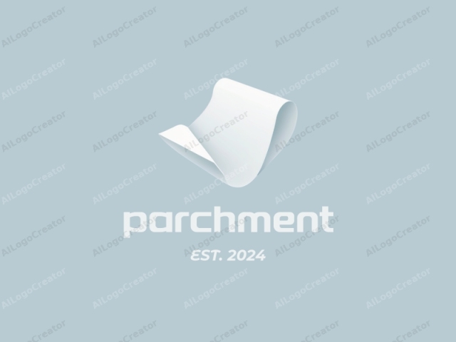 This minimalist logo image depicts a singular sheet of paper in a three-dimensional, origami-like formation, rendered in a smooth, matte finish with subtle gradients. The sheet is off-white with a light gray background, creating a stark contrast that highlights its