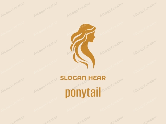 This is a stylized logo featuring a side-profile illustration of a woman’s head and upper torso in silhouette. The woman's face is not depicted, but her flowing, wavy hair, styled in a cascade that reaches past her shoulders, is