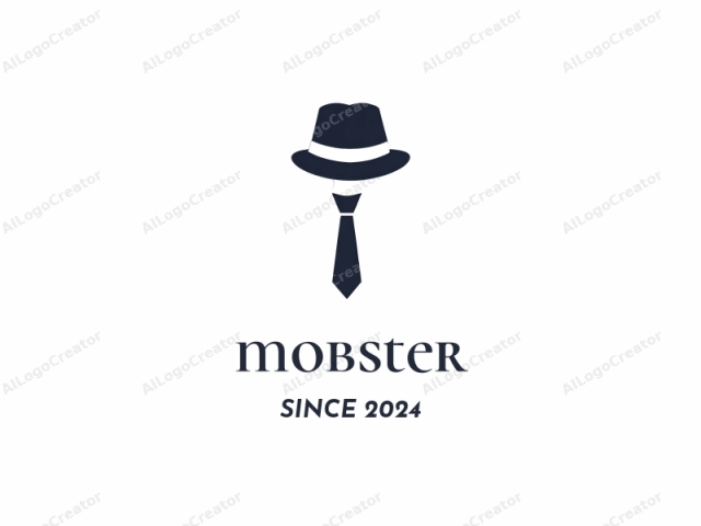 which features a minimalist and stylized black-and-white design. This logo depicts a classic fedora hat, which is an iconic symbol often associated with the character of a detective or private investigator. The hat, centrally positioned against a stark white background,