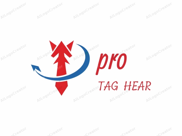 featuring a minimalist, geometric design. The logo is comprised of three primary elements: a red triangular shape resembling a bomb, a blue curved arrow, and a white background. The bomb symbol, centrally located, has three sharp, pointed prongs extending upwards