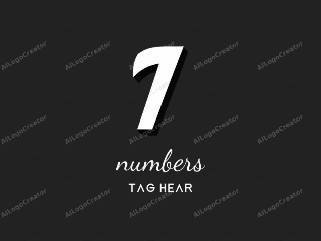 The image features a large, bold, white number "7" centered against a solid black background. The "7" is designed with a smooth, modern font, giving it a clean and minimalistic appearance. The number's shadow extends slightly to