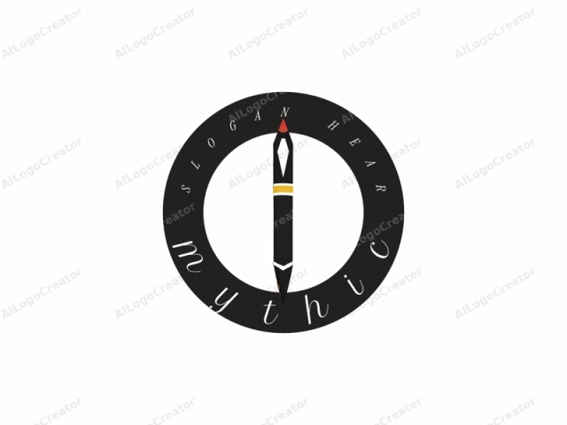 The logo features a stylized, abstract representation of a pencil. The pencil is depicted as a monochromatic black cylinder with a triangular tip and an elongated triangular eraser at the opposite end. The triangular eraser has a small, red