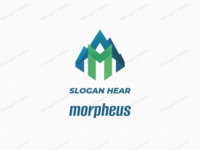 This logo features a modern, abstract design centered on a triangular shape composed of two primary colors: green and blue. The triangle's base is green, tapering upwards to a point with the peak in the blue color. Each side of the triangle