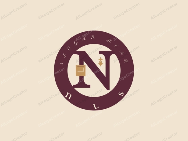 El logotipo presenta una letra mayúscula "N" de estilo serif en granate oscuro, ocupando el centro de la imagen. La "N" granate tiene un diseño moderno y minimalista con líneas limpias y un color plano y sólido. Adyacente a